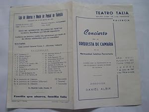 PROGRAMA Teatro Talia - CONCIERTO POR LA ORQUESTA DE CAMARA DE LA HERMANDAD CATÓLICO - FERROVIARIA
