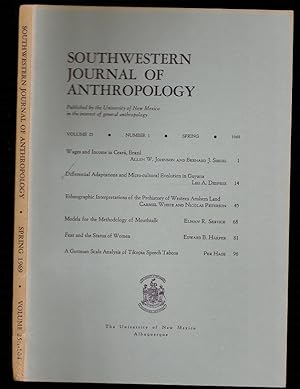 Image du vendeur pour Differential Adaptations and Micro-Cultural Evolution in Guyana in Southwestern Journal of Anthropology Volume 25, Number 1 mis en vente par The Book Collector, Inc. ABAA, ILAB