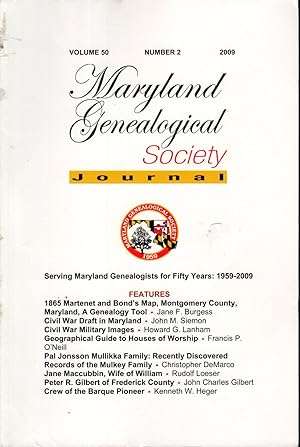 Image du vendeur pour Maryland Genealogical Society Journal: Volume 50, No. 1: 2009 mis en vente par Dorley House Books, Inc.