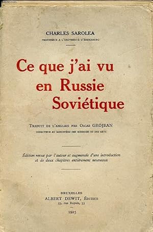 Bild des Verkufers fr CE QUE J AI VU EN RUSSIE SOVIETIQUE zum Verkauf von Le-Livre