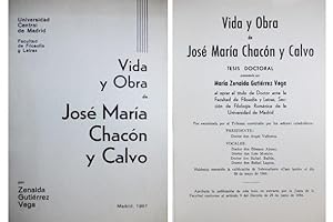 Imagen del vendedor de Vida y obra de Jos Mara Chacn y Calvo. Tesis doctoral. a la venta por Hesperia Libros