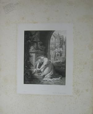 Gretchen (Dolorosa). Kupferstich von E. Mandel nach Kaulbach, hier als Probedruck "avant la lettr...