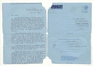 TYPED BLUE AIRMAIL LETTER FROM ALFRED PERLES
