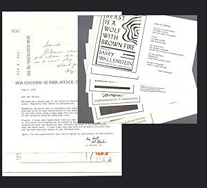 ONE PAGE TLS FROM BOA EDITIONS, with 6 PROMOTIONAL INSERTS, June 2nd, 1978