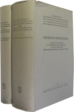 Seller image for Gedenkschrift der Freien Universitt Berlin zur 150. Wiederkehr des Grndungsjahres der Friedrich-Wilhelms-Universitt zu Berlin. 2 Bnde. Band 1 - Idee und Wirklichkeit einer Universitt. Dokumente zur Geschichte der Friedrich-Wilhelms-Universitt zu Berlin. Band 2 - Studium Berolinense. Aufstze und Beitrge zu Problemen der Wissenschaft und zur Geschichte der Friedrich-Wilhelms-Universitt zu Berlin. Mit 15 Abbildungen. for sale by Rotes Antiquariat