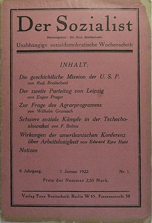 Unabhängige sozialdemokratische Wochenschrift. Konvolut bestehend aus 15 (Doppel-)Nummern. 8. Jg....