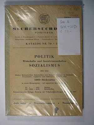 Katalog Nr. 70/1961. Politik, Wirtschafts- und Sozialwissenschaftren, Sozialismus. 9000 Titel, Bü...