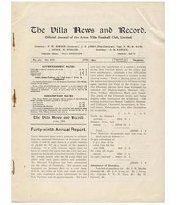Bild des Verkufers fr THE VILLA NEWS AND RECORD. OFFICIAL JOURNAL OF THE ASTON VILLA FOOTBALL CLUB 1924 zum Verkauf von Sportspages