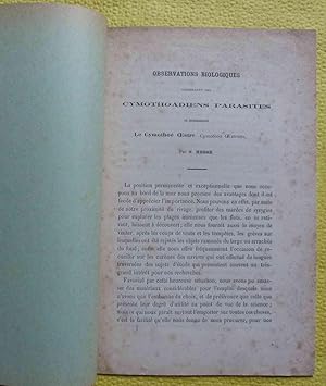 Observations biologiques concernant les Cymothoadiens parasites et notamment le Cymothoé oestre C...