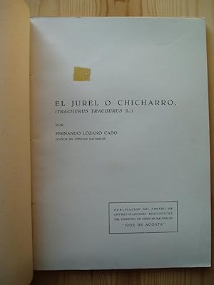 Seller image for El jurel o chicharro (Trachurus trachurus [L.]) for sale by Expatriate Bookshop of Denmark