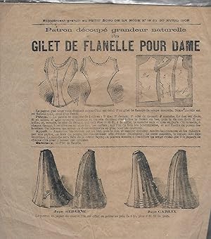 Image du vendeur pour Petit Echo de la Mode, supplment au numro 18 du 30 avril 1905 : Patron de couture dcoup d'un gilet de flanelle pour dame, grandeur naturelle mis en vente par LES TEMPS MODERNES