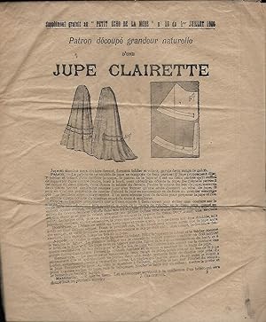 Image du vendeur pour Petit Echo de la Mode, supplment au numro 51 du 23 dcembre 1906 : Patron de couture dcoup d'une jupe Clairette pour dame, grandeur naturelle mis en vente par LES TEMPS MODERNES