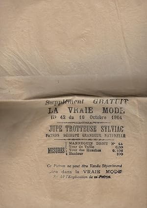 Image du vendeur pour La Vraie Mode, supplment au numro 42 du 16 octobre 1904 : Patron de couture dcoup d'une jupe trotteuse Sylviac pour dame, grandeur naturelle mis en vente par LES TEMPS MODERNES