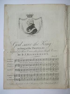 Image du vendeur pour God Save the King, Adapted for three voices, also for a single voice mis en vente par At the Sign of the Pipe