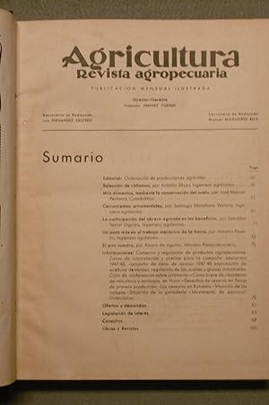 AGRICULTURA: REVISTA AGROPECUARIA: PUBLICACION MENSUAL ILUSTRADA: ENERO 1947 A DICIEMBRE DE 1947....