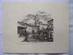 Litografía - Lithography : AYUNTAMIENTO E IGLESIA DE ARAYA - SALVATIERRA (Alava)