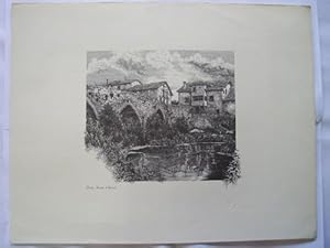 Litografía - Lithography : PUENTE ARMIÑÓN - AÑANA (Alava)