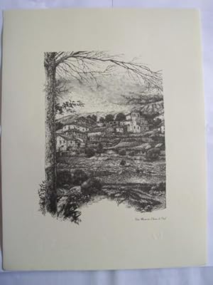 Litografía - Lithography : VISTA MONTEVITE - IRUÑA DE OCA (Alava)