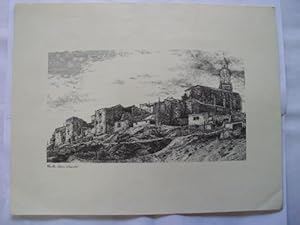 Litografía - Lithography : MURALLAS LABRAZA - LAGUARDIA (Alava)