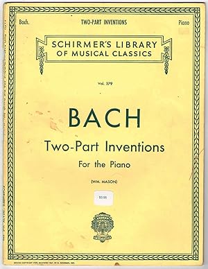 Seller image for BACH Two-Part Inventions For the Piano: Vol. 379 Schirmer's Library of Musical Classics for sale by SUNSET BOOKS