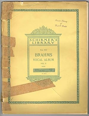 Seller image for BRAHMS VOCAL ALBUM, Vol. II - Edition for High Voice with Original Texts with English Versions: Vol. 992 in Schirmer's Library of Musical Classics series for sale by SUNSET BOOKS