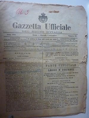 "GAZZETTA UFFICIALE DEL REGNO D'ITALIA Anno 1916 Roma Giovedì 2 Novembre Numero 257"