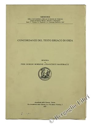 CONCORDANZE DEL TESTO SIRIACO DI OSEA.: