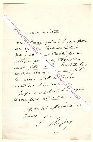 Bild des Verkufers fr Lettre autographe signe d'Emile Augier, Pote et dramaturge franais. zum Verkauf von Bouquinerie Aurore (SLAM-ILAB)