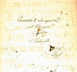 Bild des Verkufers fr [Musikmanuskript d. Zt.] [B 337i] Quartetto II modi majoris D / per il Forte piano / Violino et / Violoncello / dal Seig / Pleyel zum Verkauf von Paul van Kuik Antiquarian Music