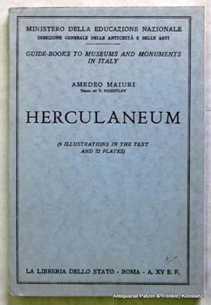 Herculaneum. Rom, La Libreria dello Stato, (1937). Kl.-8vo. Mit 1 Faltplan, 72 Tafeln u. 9 Abbild...