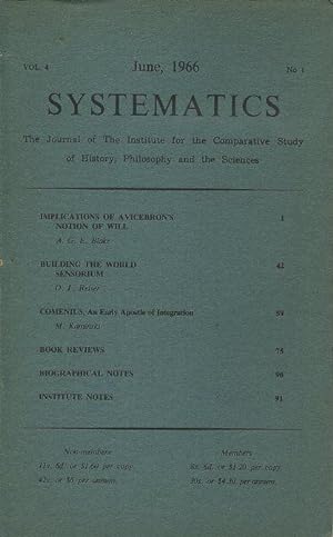Seller image for SYSTEMATICS: VOL. 4, NO. 1; JUNE 1966.: The Journal of the Institute for the Comparative Study of History, Philosophy and the Sciences for sale by By The Way Books