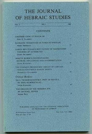 Image du vendeur pour The Journal of Hebraic Studies Vol. I No. 1 (1969) mis en vente par Book Happy Booksellers