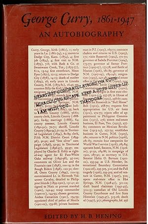 Bild des Verkufers fr GEORGE CURRY, 1861-1947 An Autobiography zum Verkauf von Circle City Books