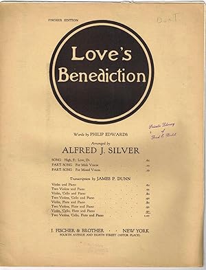 Imagen del vendedor de Love's Benediction: Violin, Cello, Flute and Piano - Fischer Edition a la venta por SUNSET BOOKS