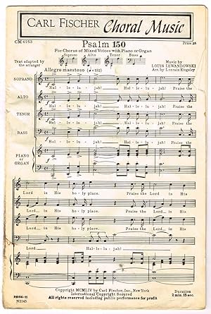 Bild des Verkufers fr Pssalm 150: for Chorus of Mixed Voices - S.A.T.B. with Piano or Organ, A-401 IN Waring Choral series zum Verkauf von SUNSET BOOKS