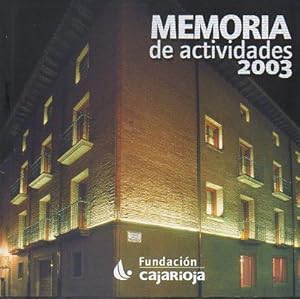 Seller image for MEMORIA DE ACTIVIDADES. 2003. for sale by angeles sancha libros
