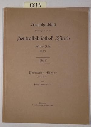 Bild des Verkufers fr Hermann Escher 1857-1938 - Neujahrsblatt Zentralbibliothek Zrich Auf Das Jahr 1939, Nr. 7 zum Verkauf von Antiquariat Trger