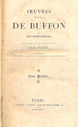Image du vendeur pour Oeuvres completes avec les supplemens, sugmentees de la classification de G. Cuvier. mis en vente par Libreria M. T. Cicerone