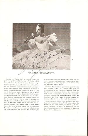 Immagine del venditore per AUTOGRAPHED TEATRO COLON Ballet program, Buenos Aires, 1956 (La muerte del cisne, Saint-Saens; Danza de los siete velos de Salom, R. Strauss) (Dying Swan, Saint-Saens; Dance of the Seven Veils, Salom, R. Strauss) [Firmado / Signed] venduto da Buenos Aires Libros