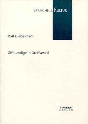 Bild des Verkufers fr Giftkundige in Greifswald. zum Verkauf von Antiquariat & Buchhandlung Rose