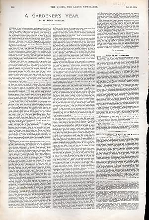 Image du vendeur pour PRINT: "A Gardener's Year".article from The Queen, The Lady's Newspaper and Court Chronicle; February 20, 1904 mis en vente par Dorley House Books, Inc.