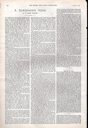 Imagen del vendedor de PRINT: "A Gardener's Year".article from The Queen, The Lady's Newspaper and Court Chronicle; March 19, 1904 a la venta por Dorley House Books, Inc.