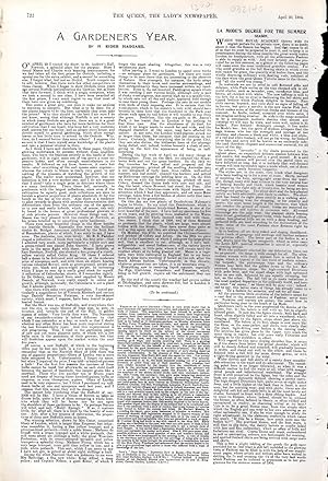 Image du vendeur pour PRINT: "A Gardener's Year".article from The Queen, The Lady's Newspaper and Court Chronicle; April 30, 1904 mis en vente par Dorley House Books, Inc.