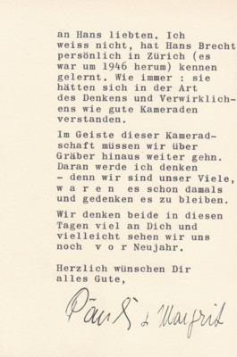 Briefkarte an Gerty von Fischer.