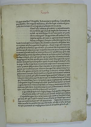 Conclusiones de diversis materiis moralibus. Nürnberg, (Johann Sensenschmidt nicht nach 1471). Fo...