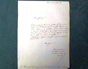 Lettre Autographe militaire signée du vicomte de Borelli en 1841