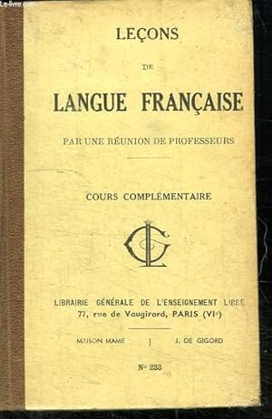 Seller image for LECONS DE LANGUE FRANCAISE. COURS ELEMENTAIRE. for sale by Le-Livre