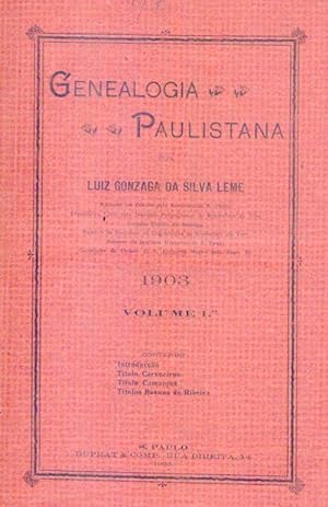 GENEALOGIA PAULISTANA. 1903. Volume 1