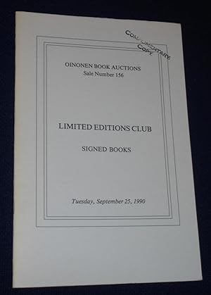 Oinonen Book Auctions Sale Number 156, Limited Editions Club Signed Books, Tuesday, September 25,...