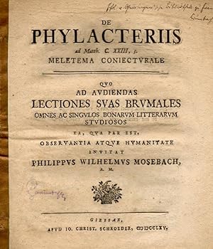 De phylacteriis ad Matth. xxiii, 5. meletema conjecturale.